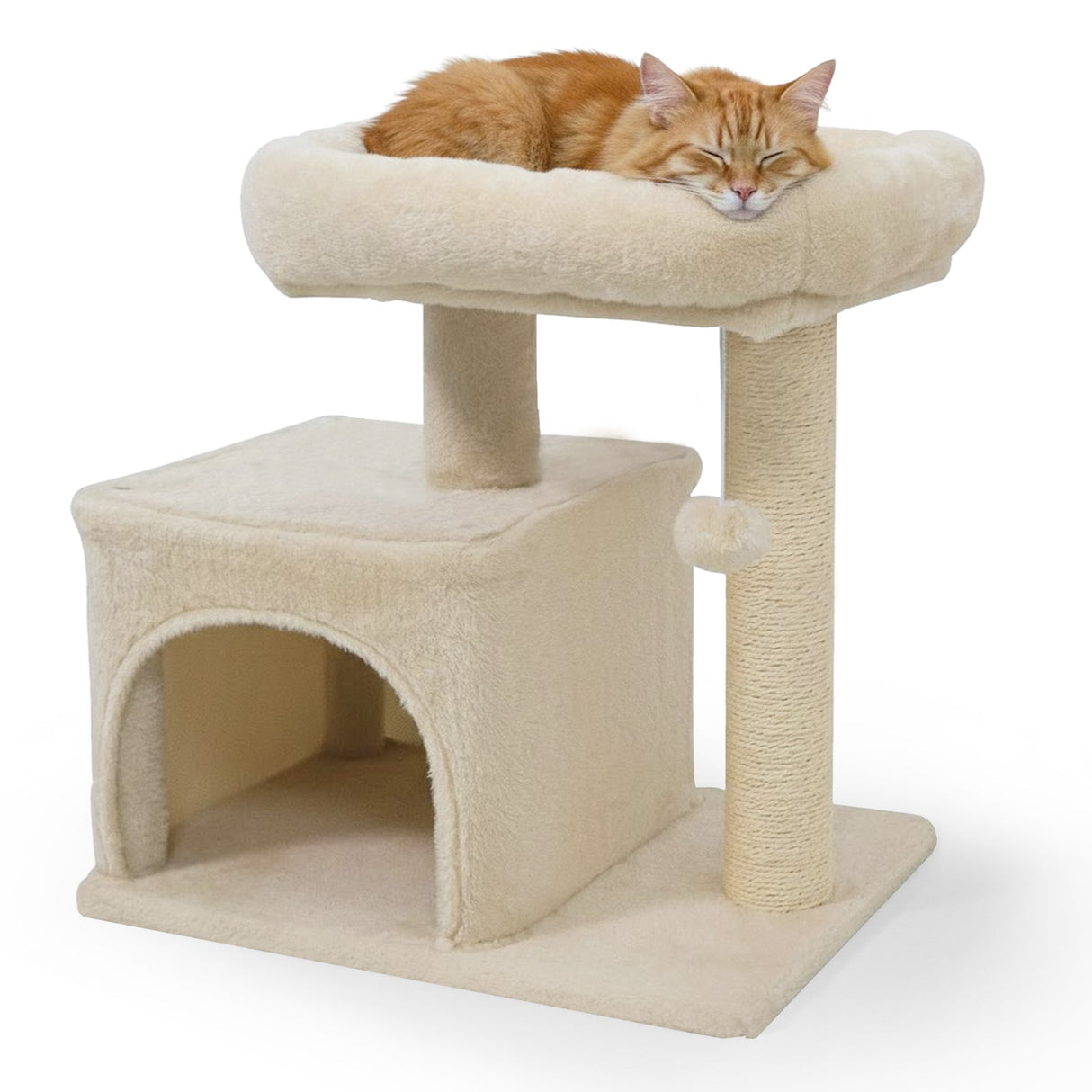Árbol para Gatos Pequeño con Gran Poste Rascador Acolchado de Peluche para Gatos de Interior