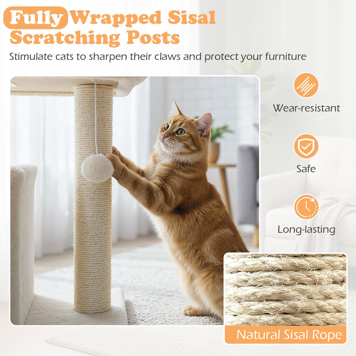 Árbol para Gatos Pequeño con Gran Poste Rascador Acolchado de Peluche para Gatos de Interior