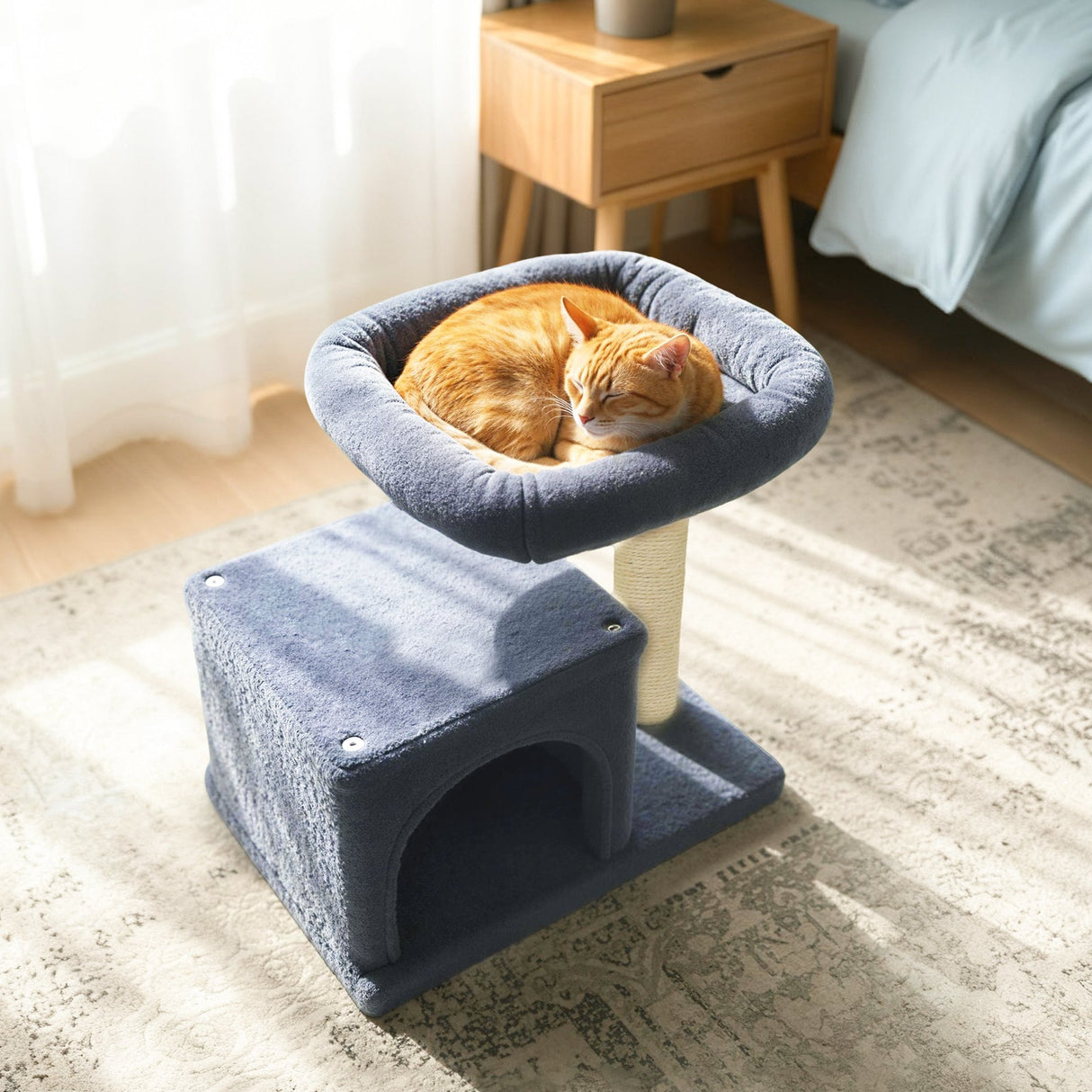 Árbol para Gatos Pequeño con Gran Poste Rascador Acolchado de Peluche para Gatos de Interior