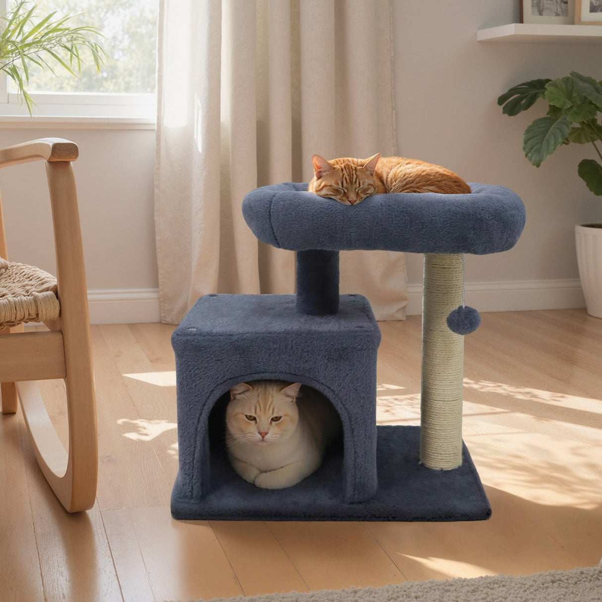 Árbol para Gatos Pequeño con Gran Poste Rascador Acolchado de Peluche para Gatos de Interior