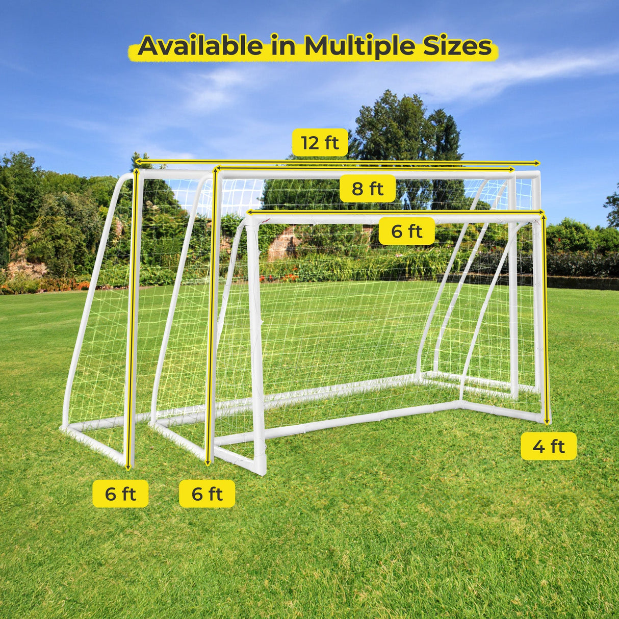 Portería de fútbol de 2,4 m x 1,8 m con estacas para el suelo y conos de fútbol