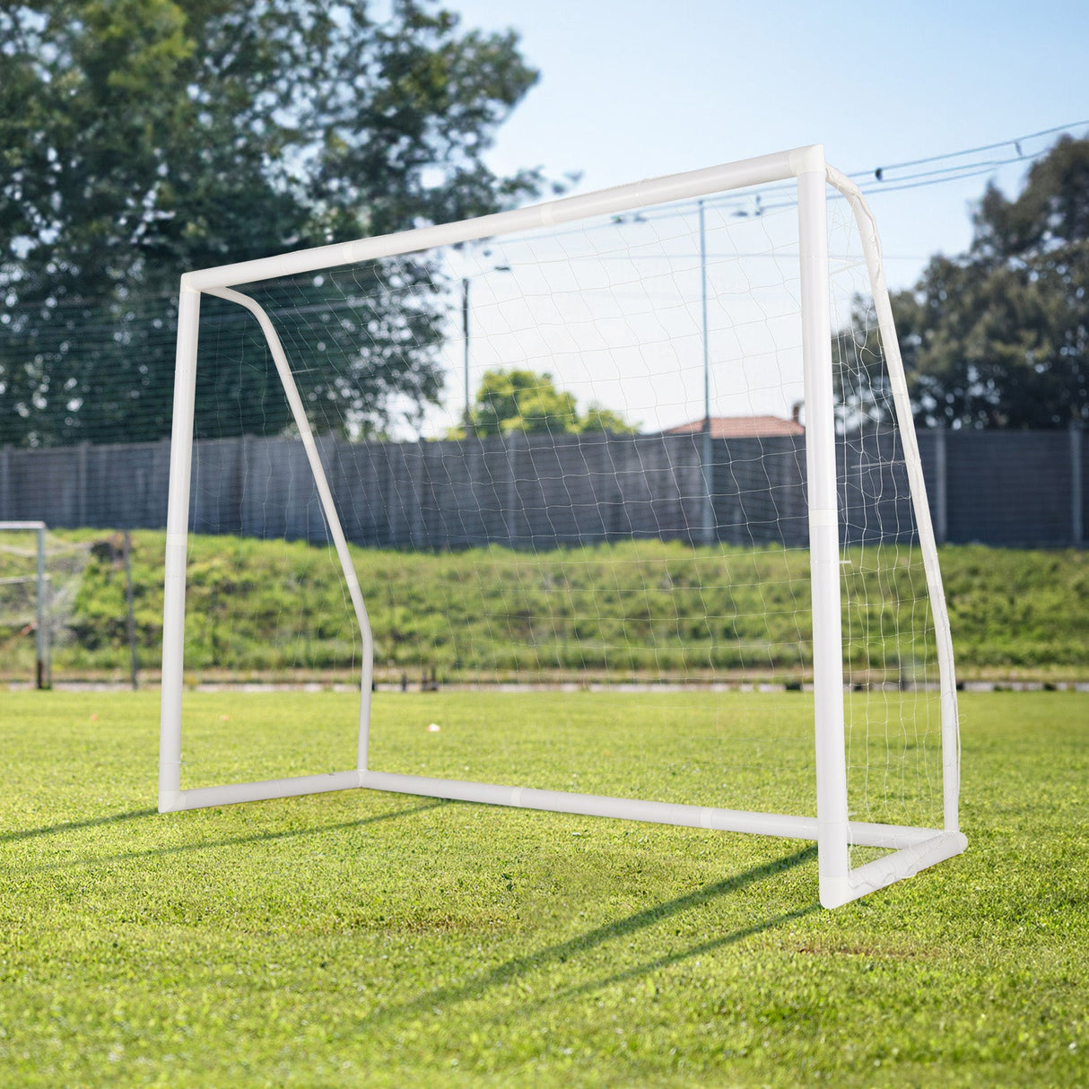 Portería de fútbol de 2,4 m x 1,8 m con estacas para el suelo y conos de fútbol