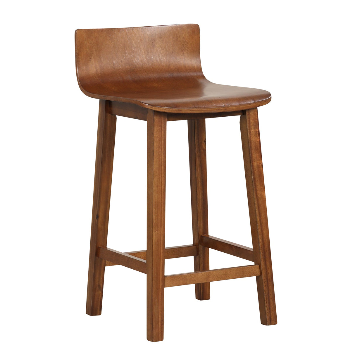 Juego de 2 taburetes de bar de madera con respaldo y asiento sólidos