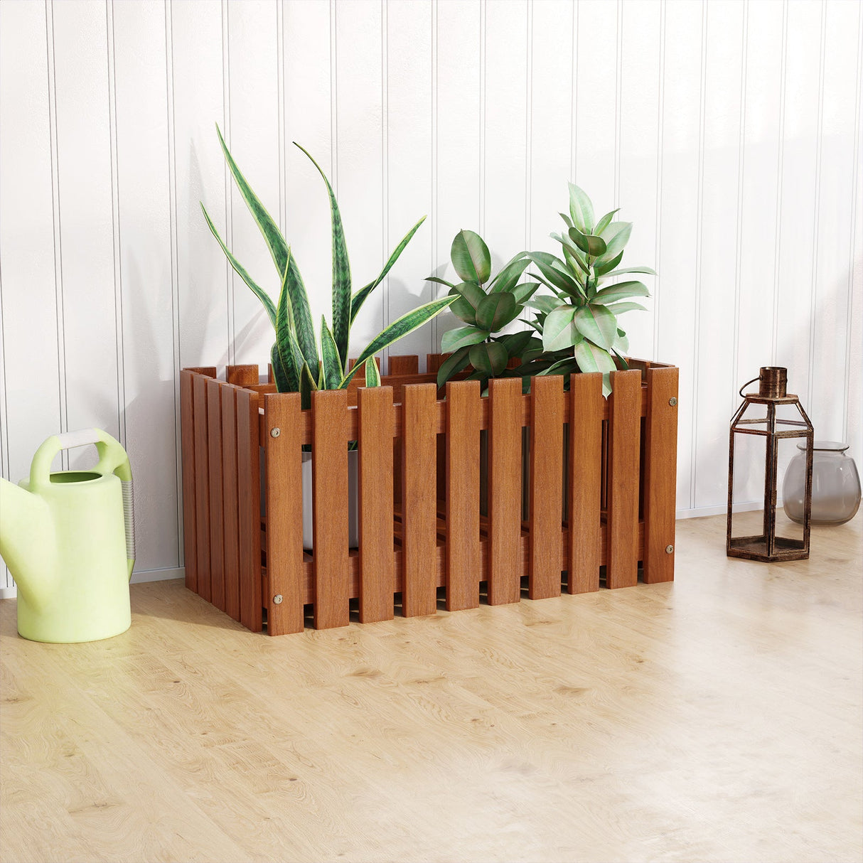 Cama de jardín elevada de madera maciza para flores y verduras