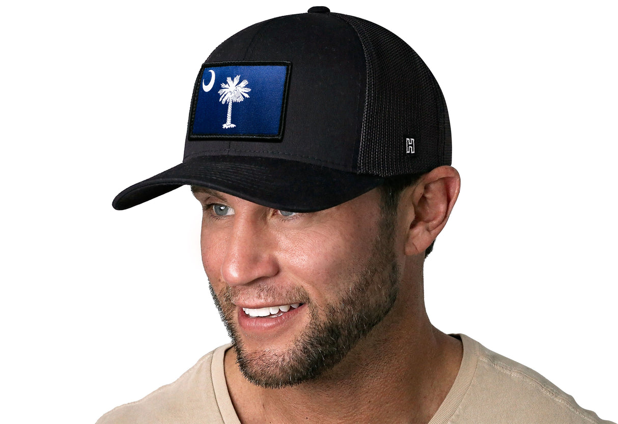 South Carolina Flag Trucker Hat | Black South Carolina Flag Snapback