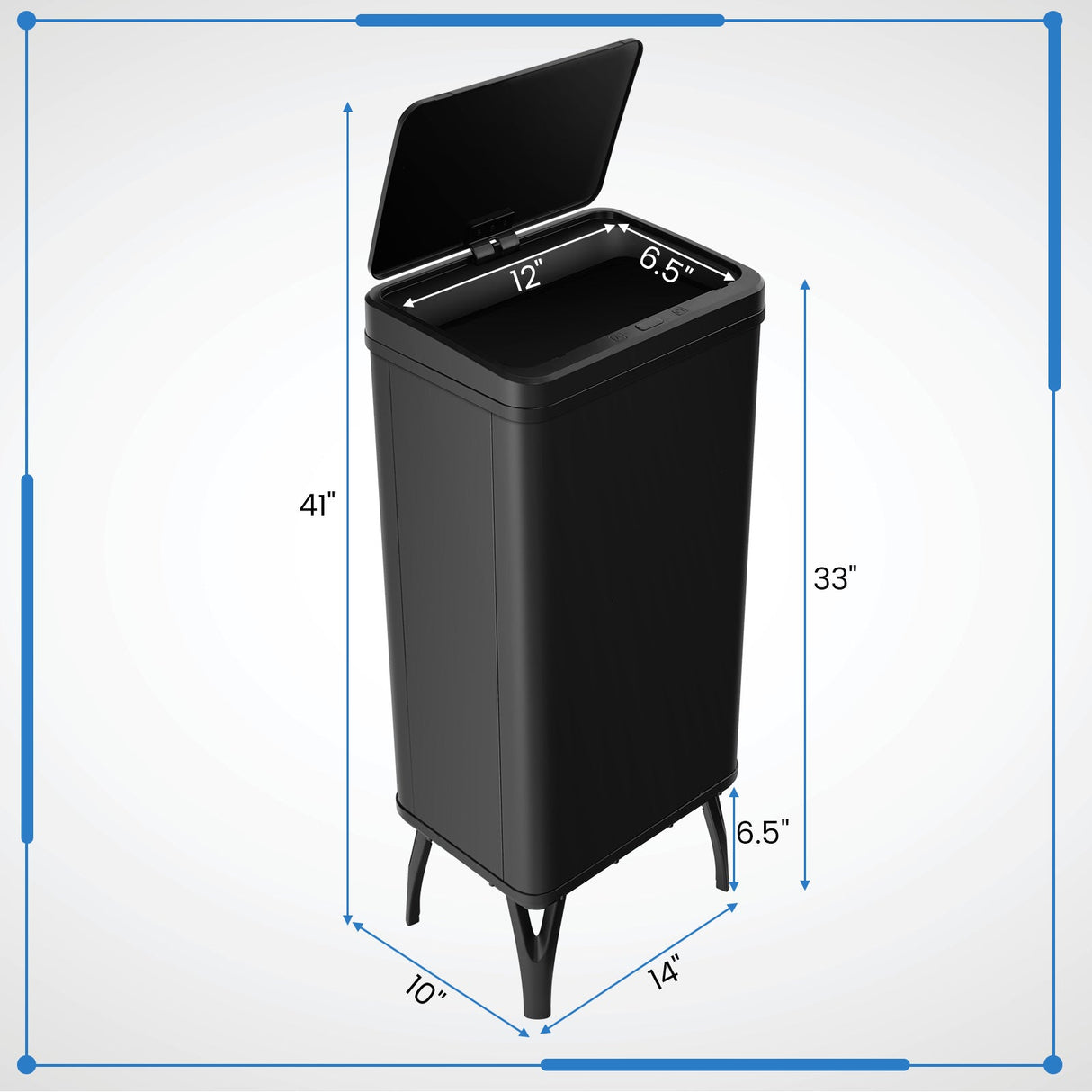Cubo de Basura de Acero Inoxidable de 13.2 Galones con Tapa Fija y Cierre Suave