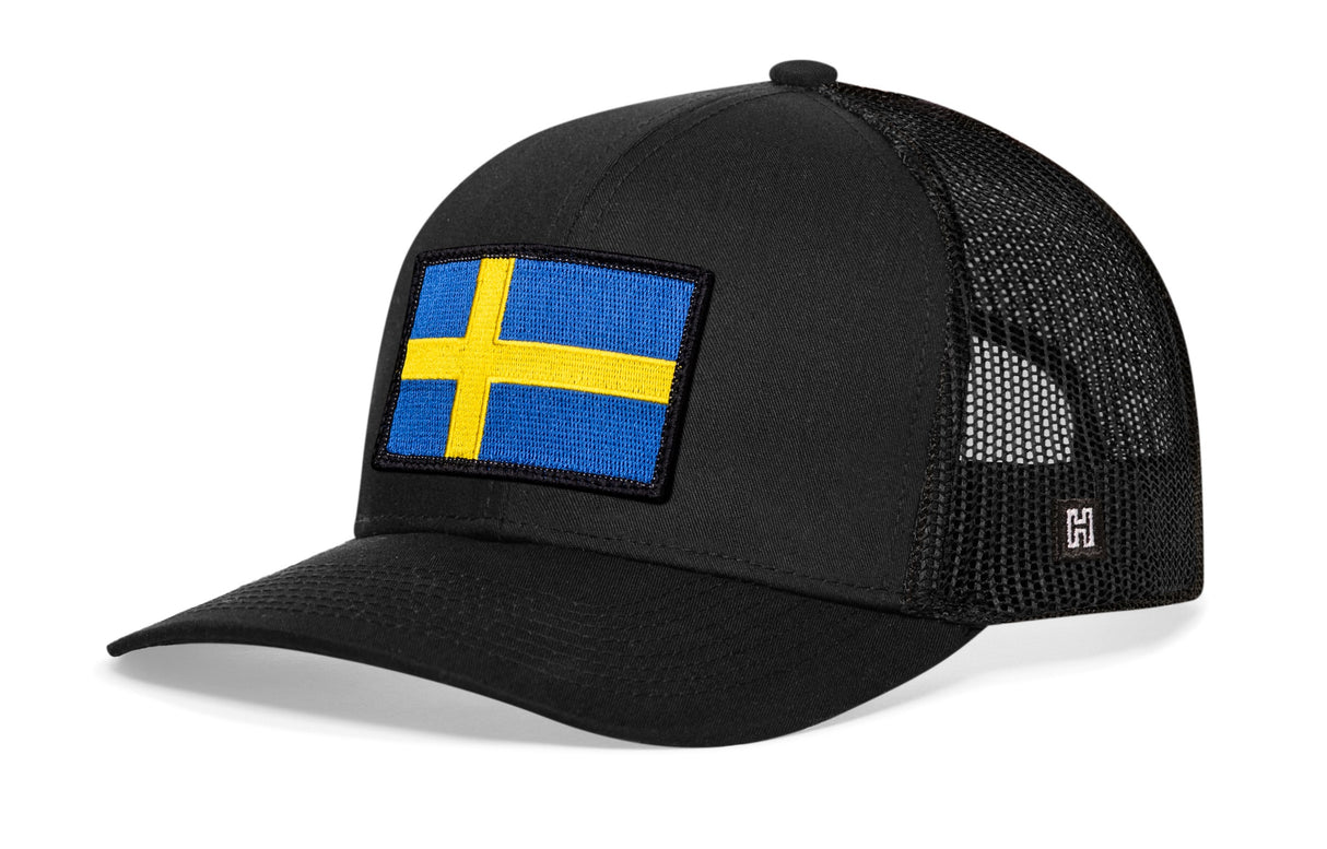 Swedish Flag Trucker Hat | Black Sweden Snapback
