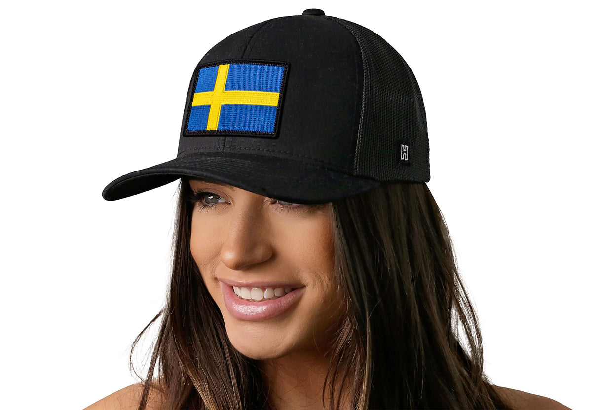 Swedish Flag Trucker Hat | Black Sweden Snapback