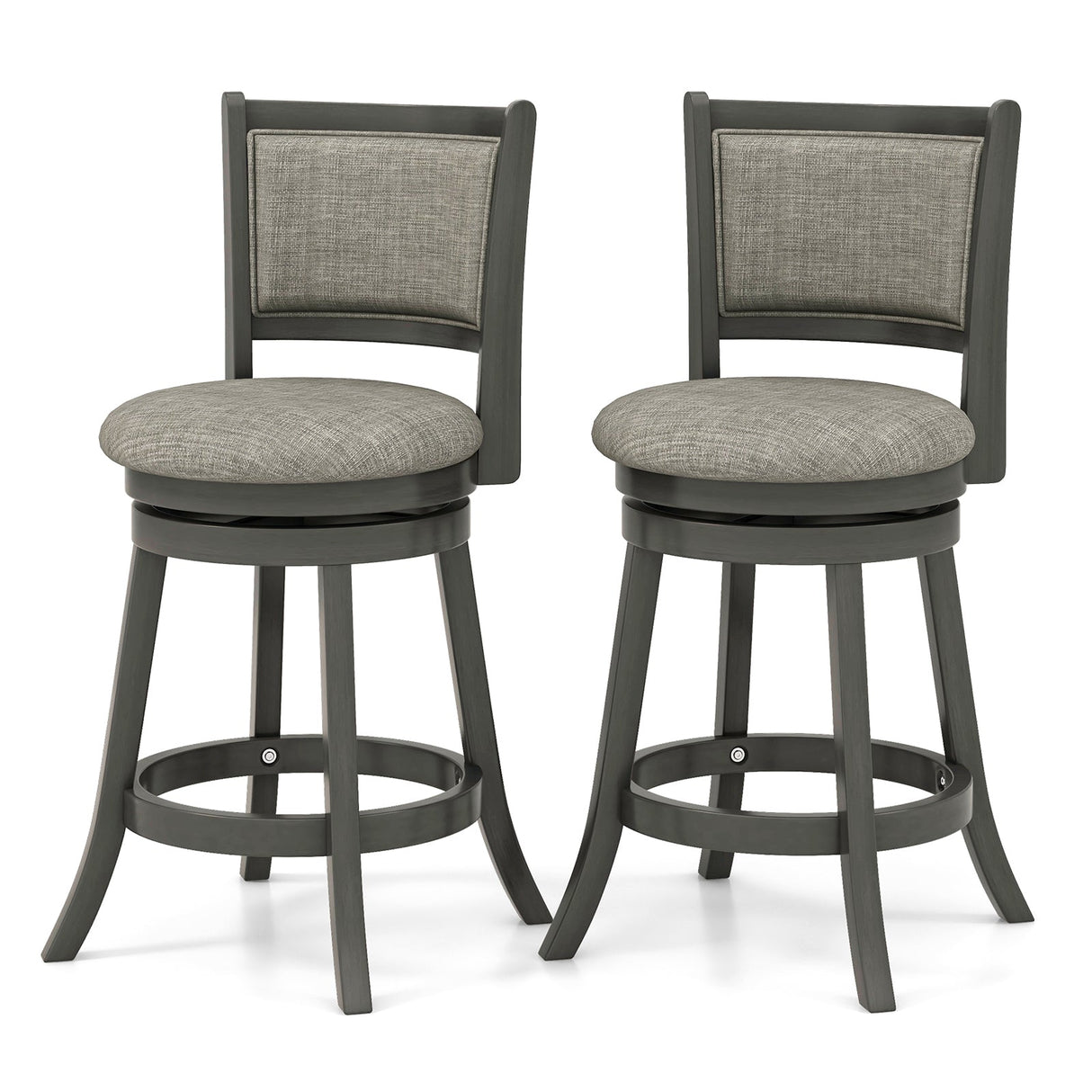 Juego de 2 taburetes giratorios con respaldo y asiento acolchados