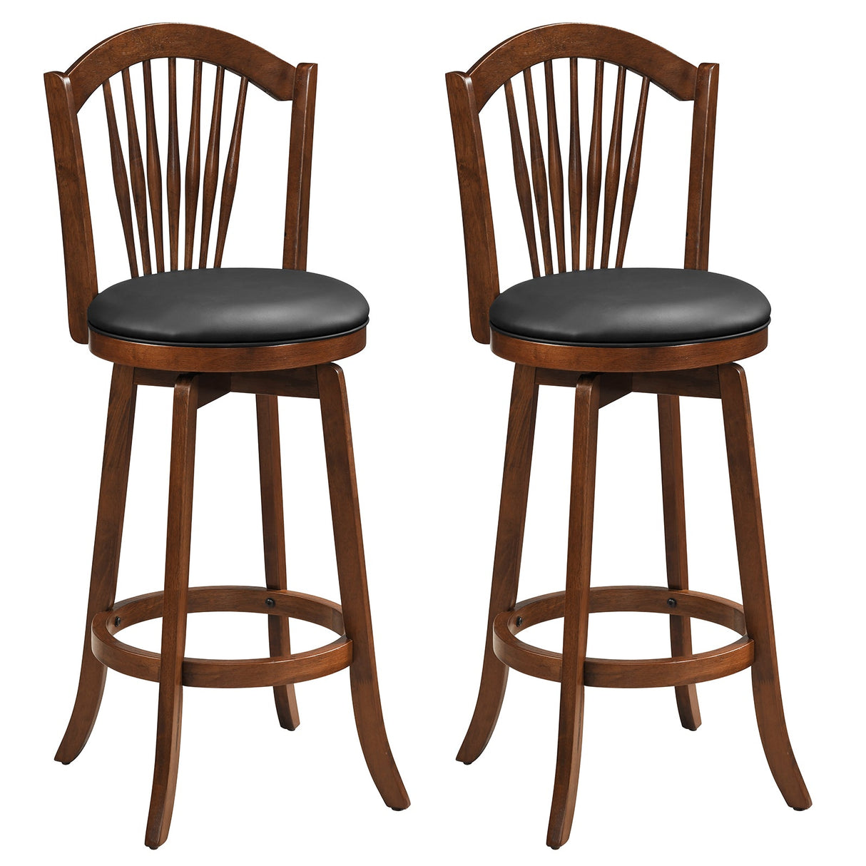 Taburetes de bar giratorios con respaldo y estructura de madera para isla de cocina