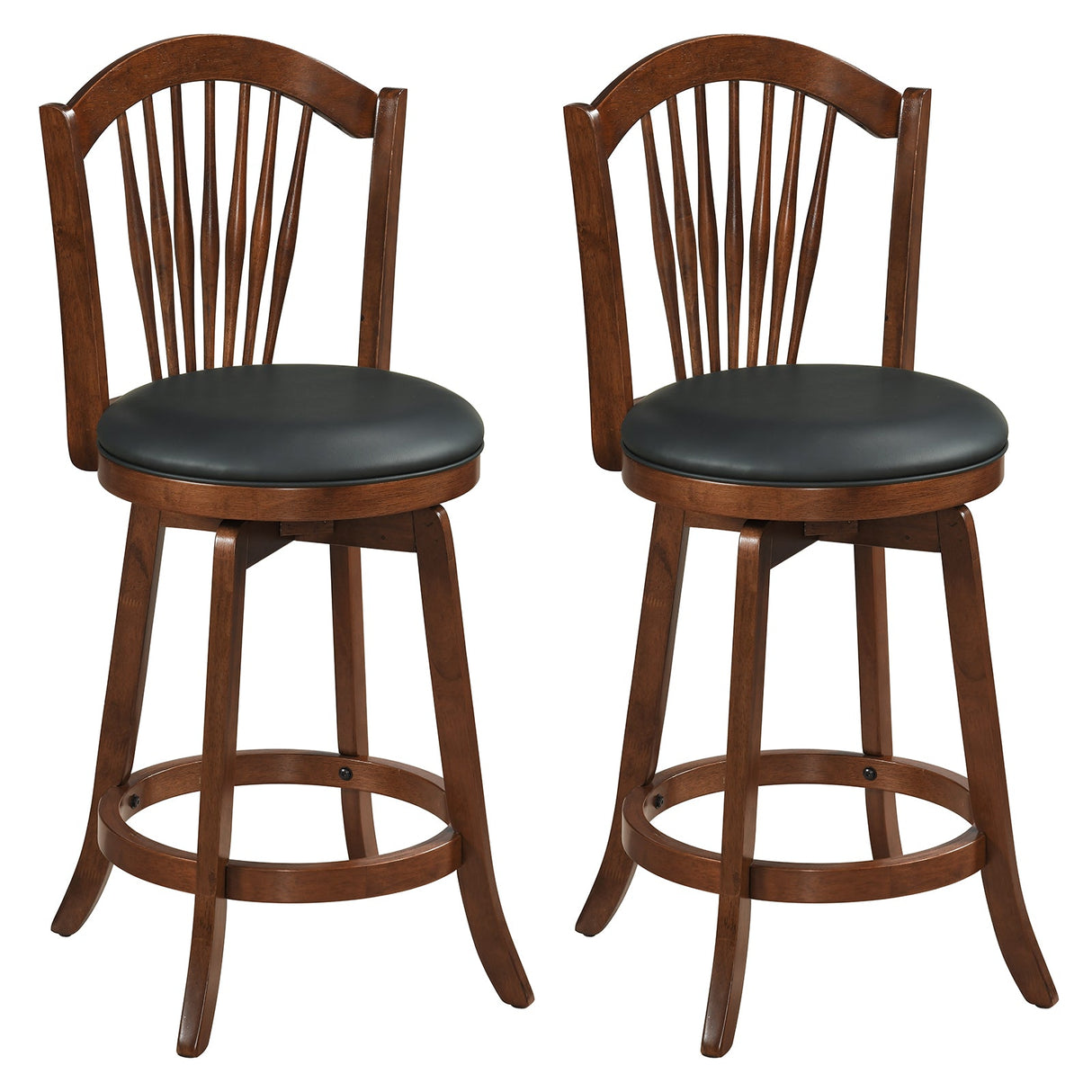 Taburetes de bar giratorios con respaldo y estructura de madera para isla de cocina