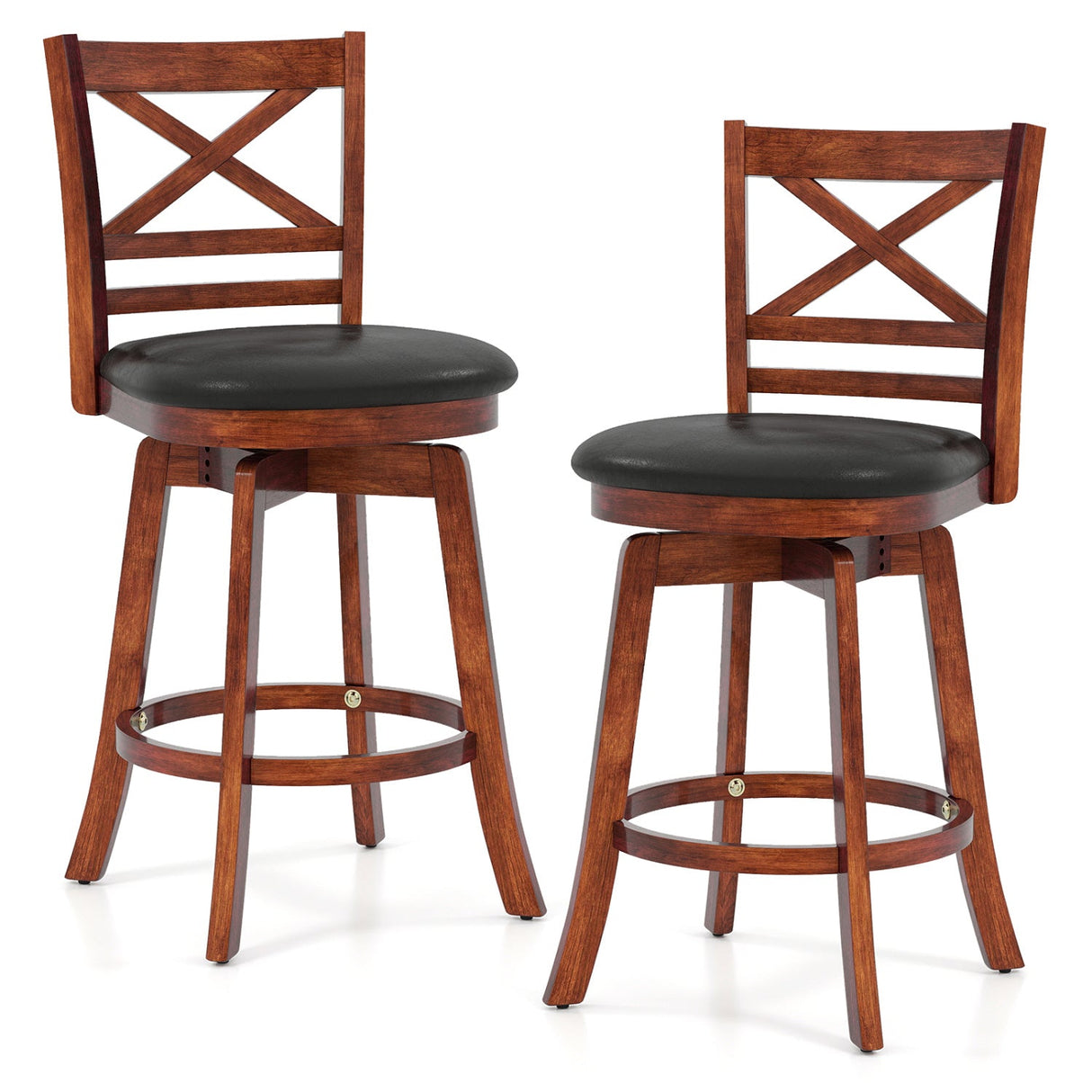 Juego de 2 taburetes de bar giratorios con respaldo y reposapiés
