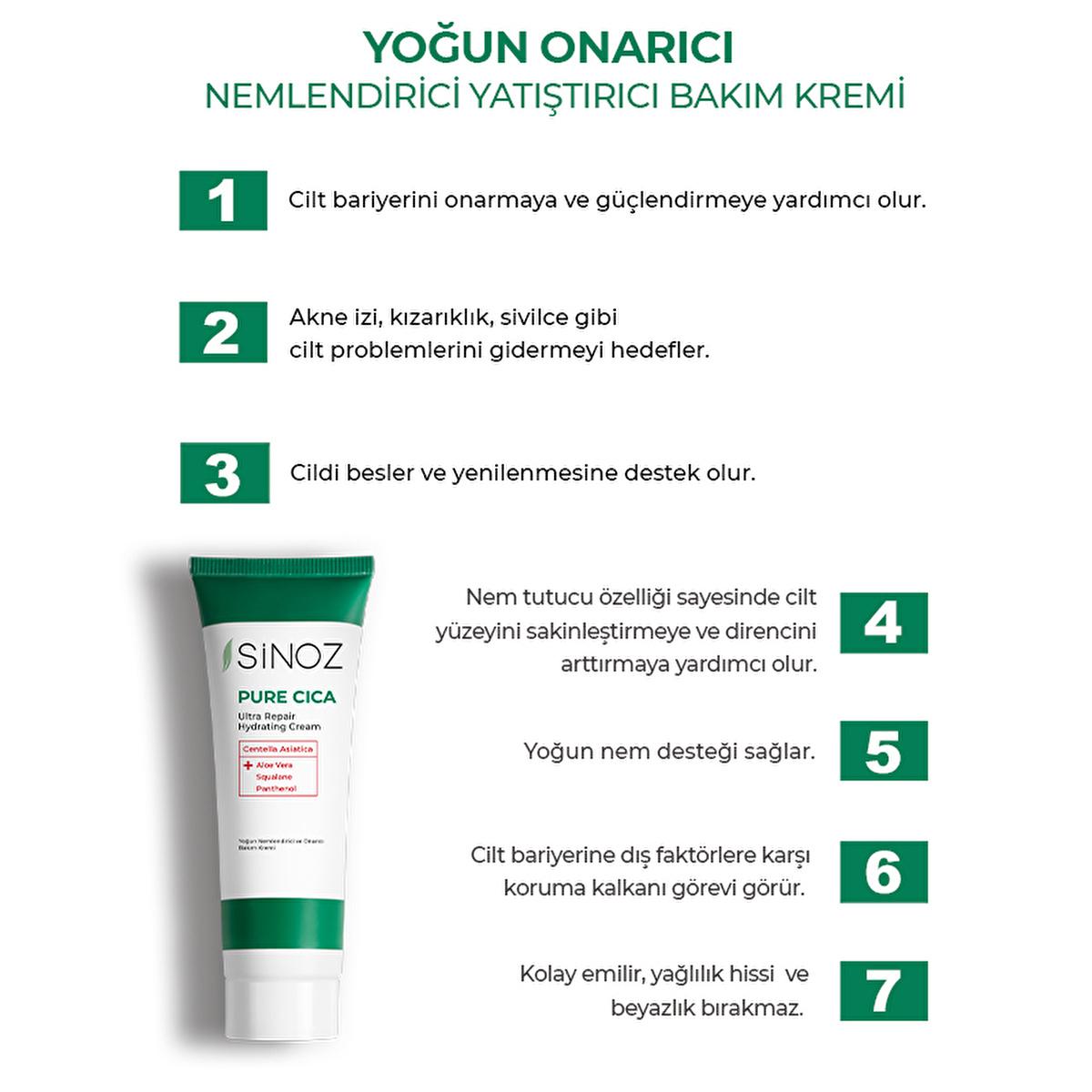 Sinoz Pure Cica Cream: Intensive Hydration & Repair - Soothing Centella Asiatica, Squalane & Aloe Vera - Sensitive Skin Moisturizer, Post-Procedure Care