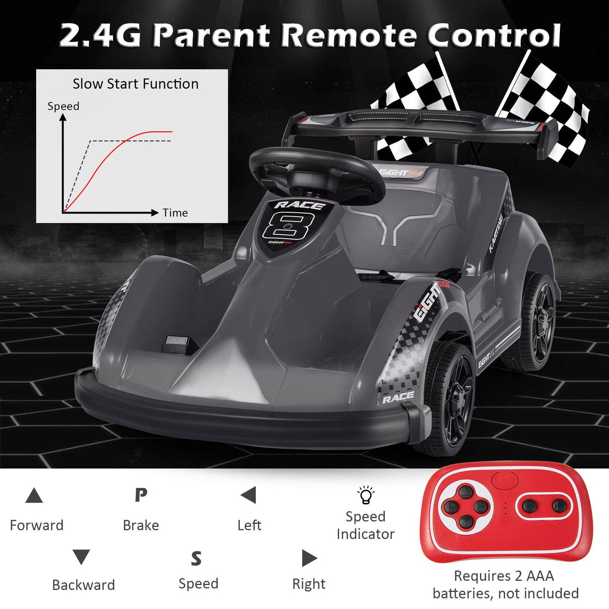 Coche Eléctrico de 6V para Niños con Control Remoto y Cinturón de Seguridad