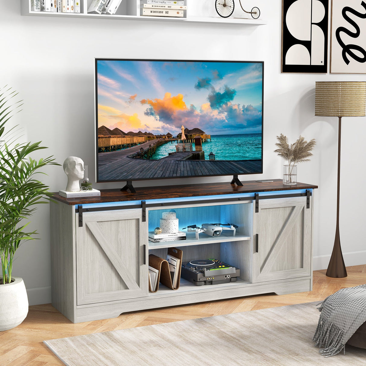 Mueble de TV para televisores de 65 pulgadas, mesa de consola multimedia para sala de estar