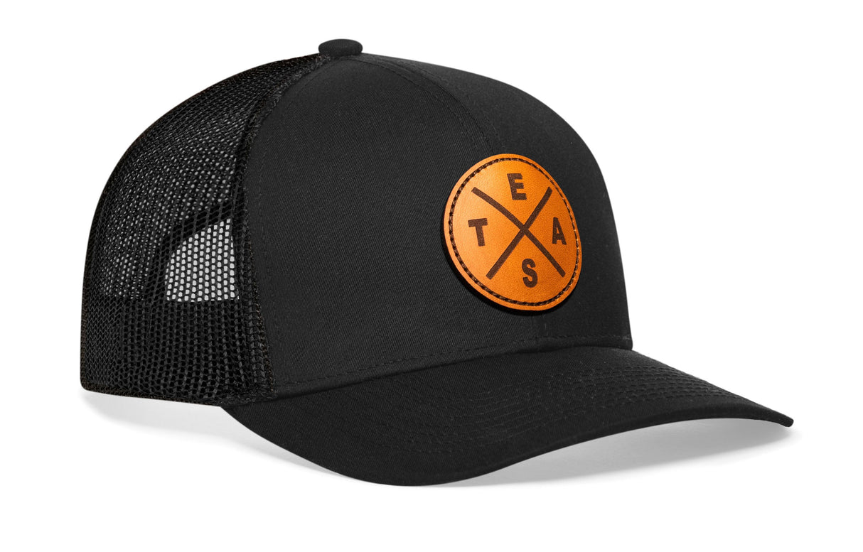 Texas Trucker Hat Leather | Black Te(x)as X Snapback