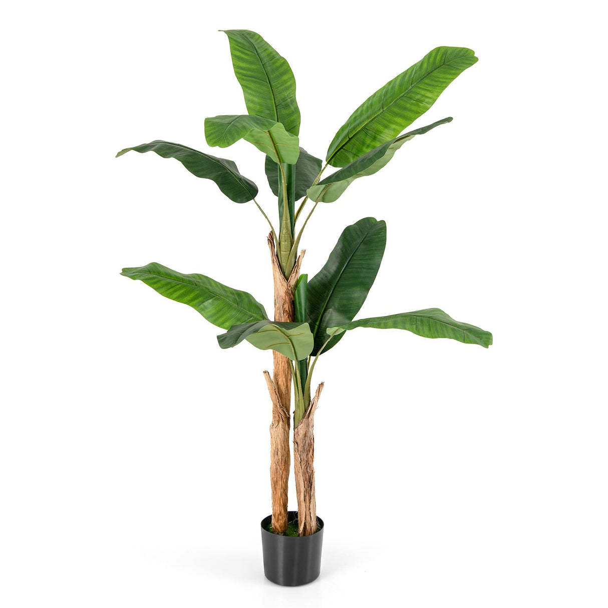 Árbol de plátano artificial de 5.5/6.5 pies de alto con 10/27 hojas grandes