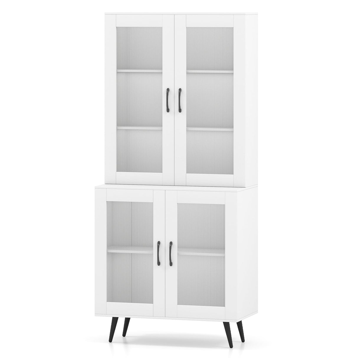Alacena de cocina alta de 70.5 pulgadas con 4 puertas transparentes