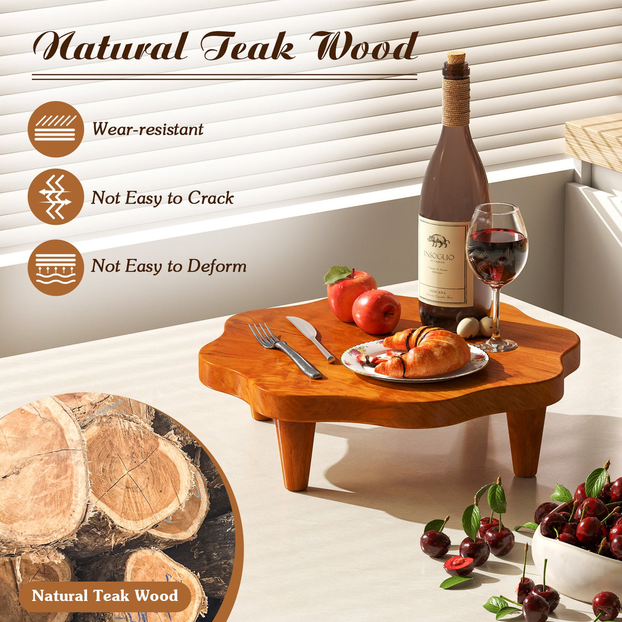 Soporte de pedestal de madera de teca de 16" para aromas y aperitivos