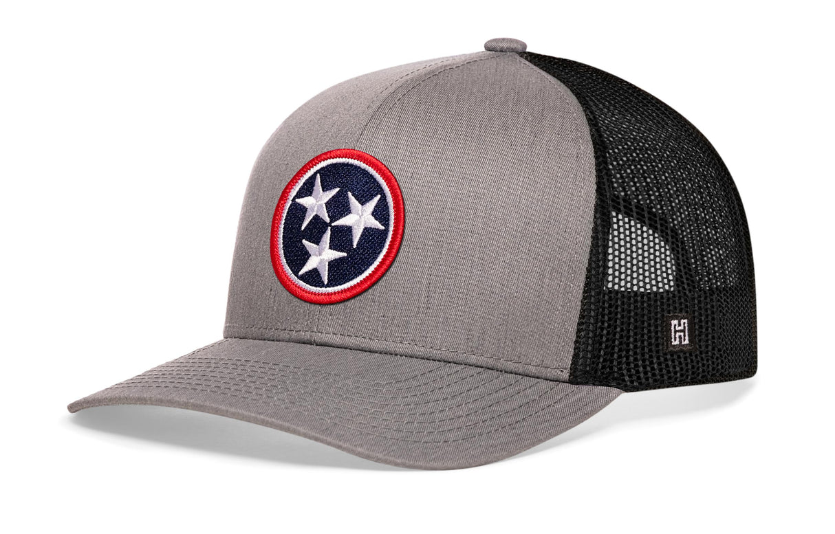 Tennessee Flag Trucker Hat | Gray-Black TN Snapback