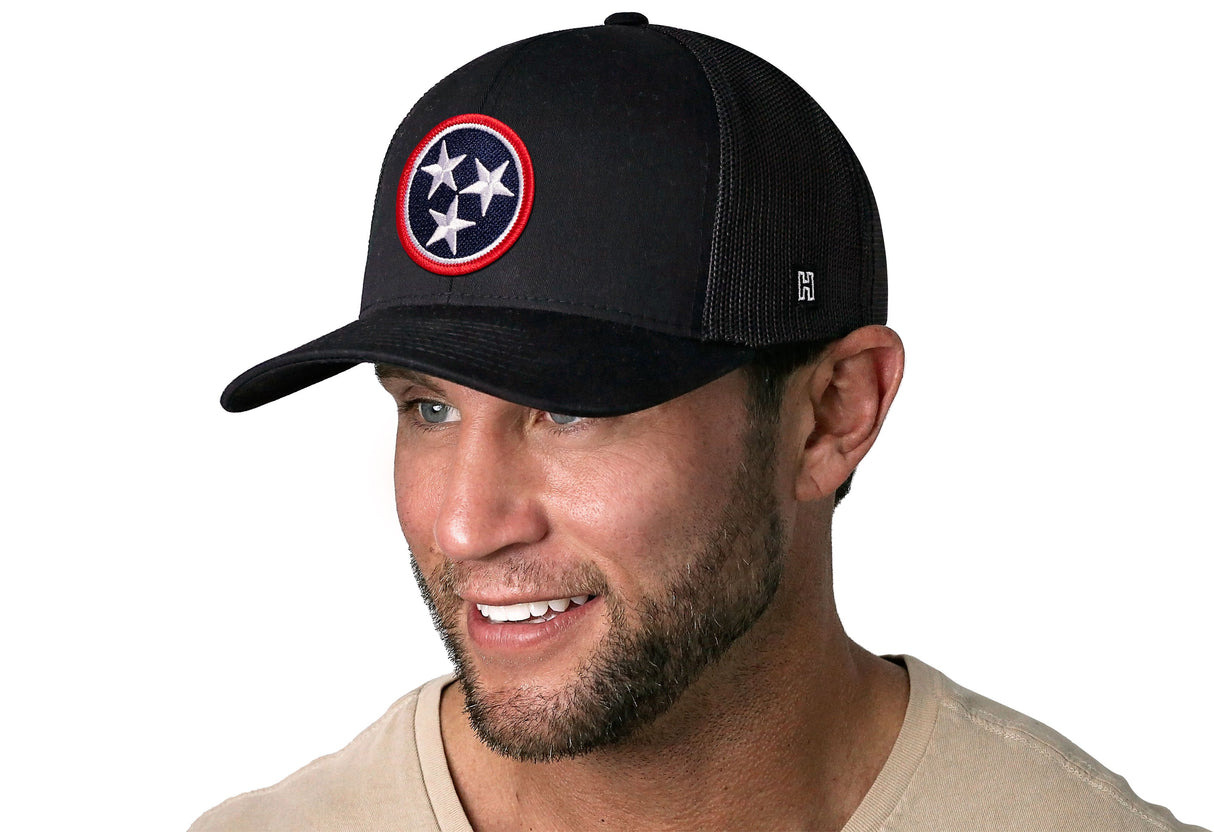 Tennessee Flag Trucker Hat | Black TN Snapback
