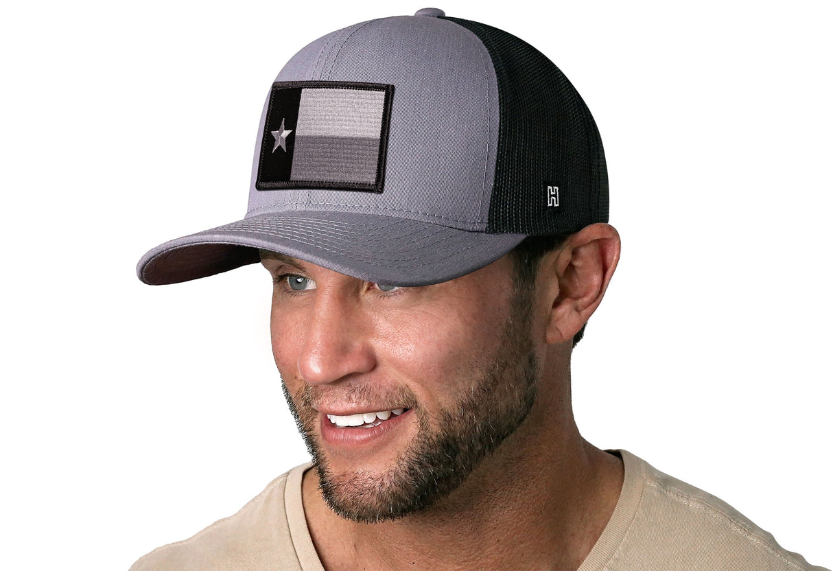 Texas Flag Trucker Hat | Gray-Black TX Snapback