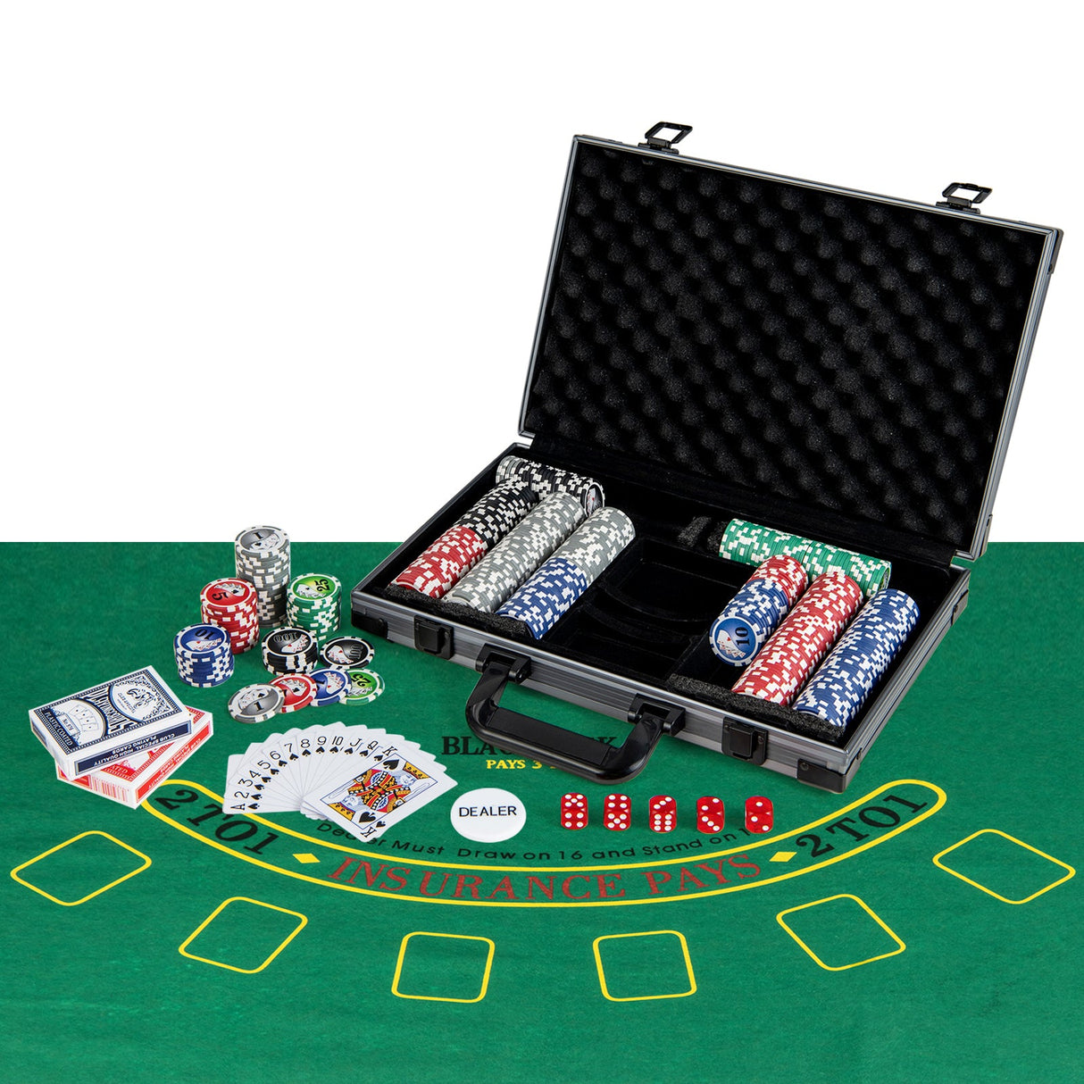 Juego de fichas de póquer Texas Hold'em Fichas de póquer de casino con 400 fichas - Negro
