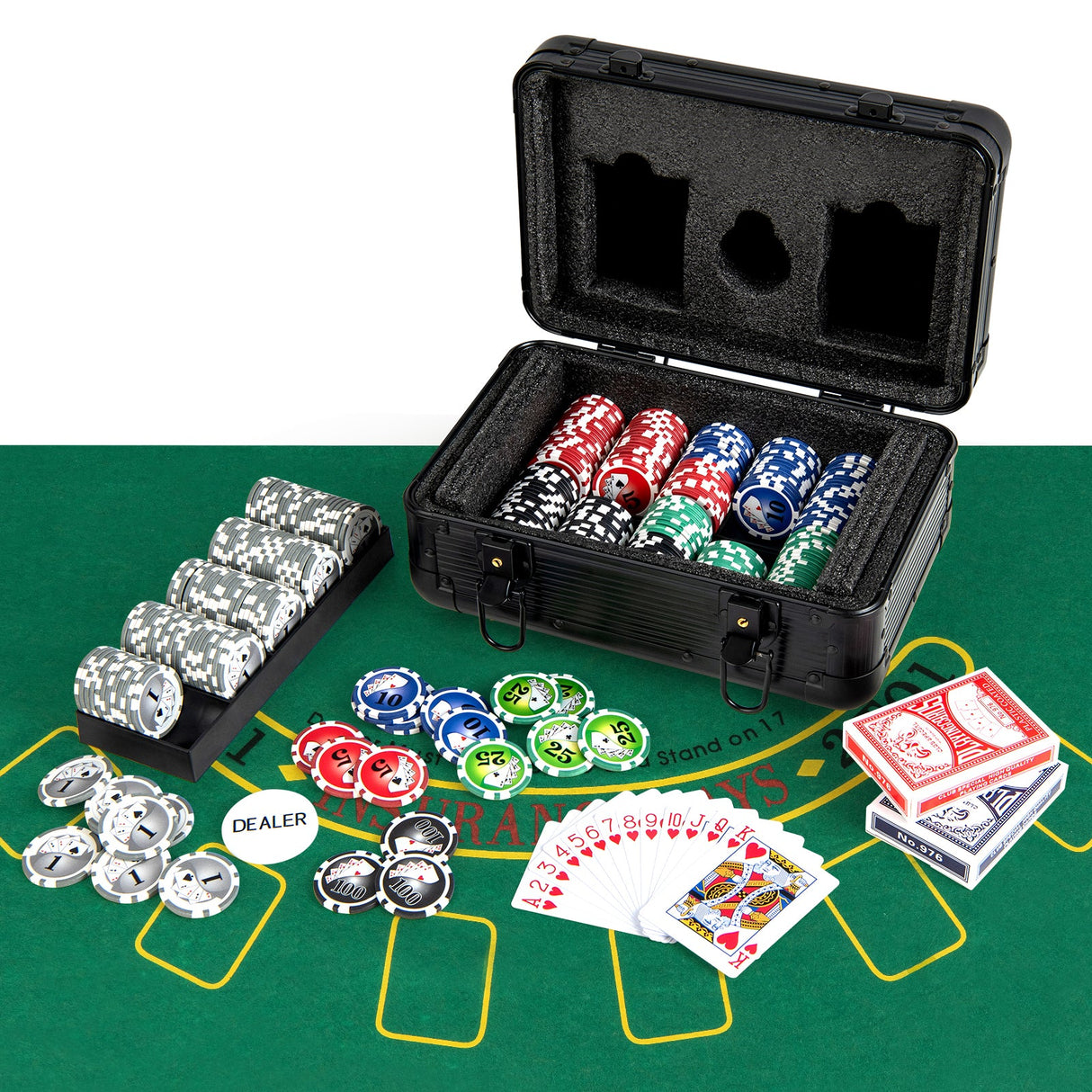 Juego de fichas de póquer Texas Hold'em con 300 fichas - Negro