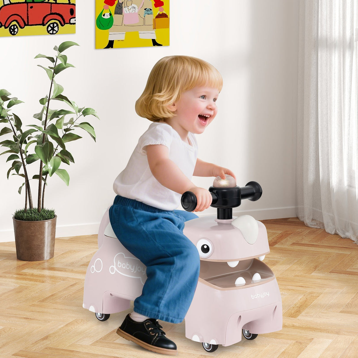 Coche deslizante andador para niños pequeños con luces y música