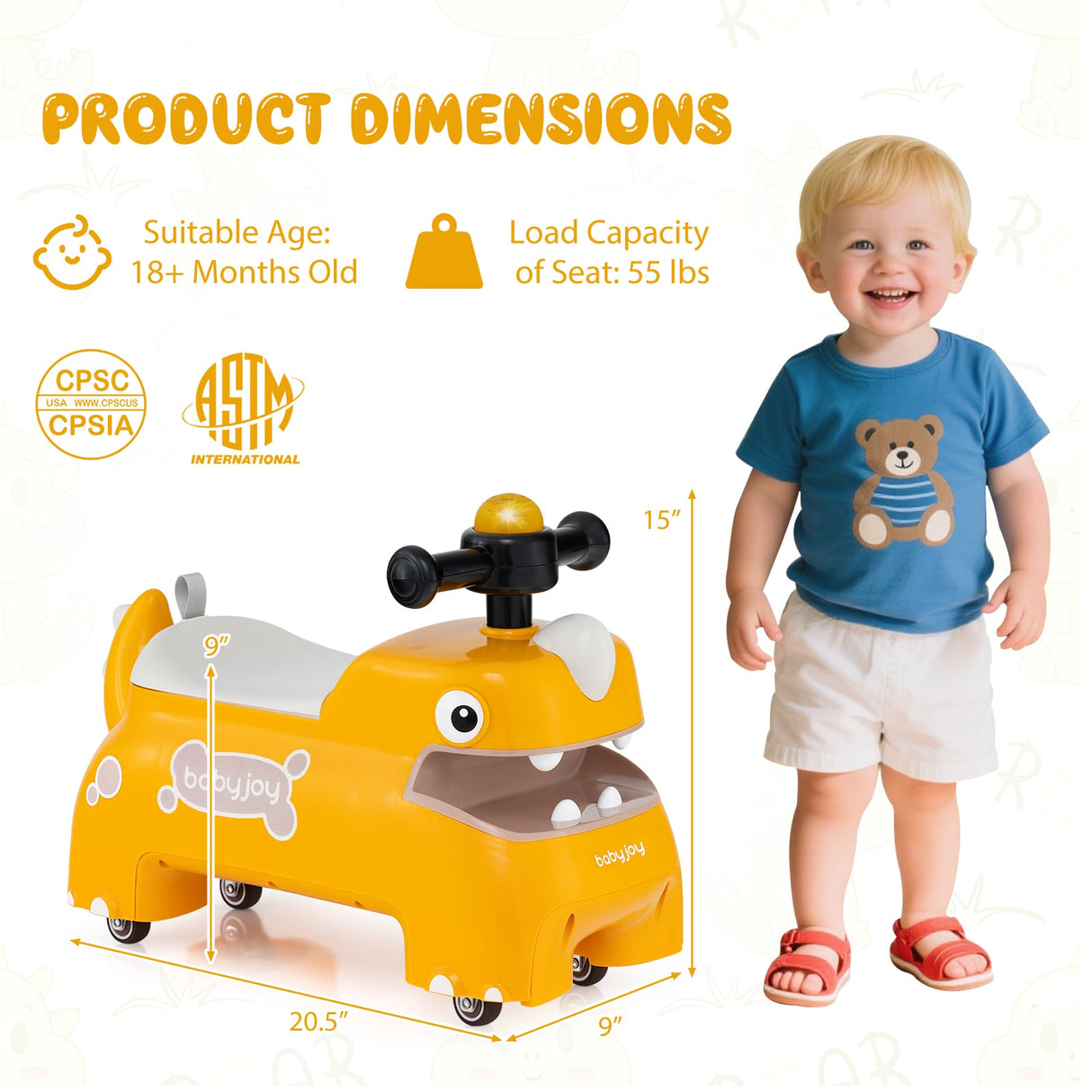 Coche deslizante andador para niños pequeños con luces y música