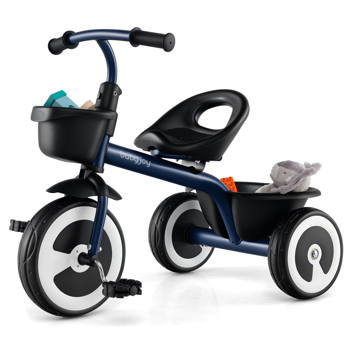 Triciclo para niños pequeños con asiento ajustable y cestas de almacenamiento para edades de 1.5 a 5 años