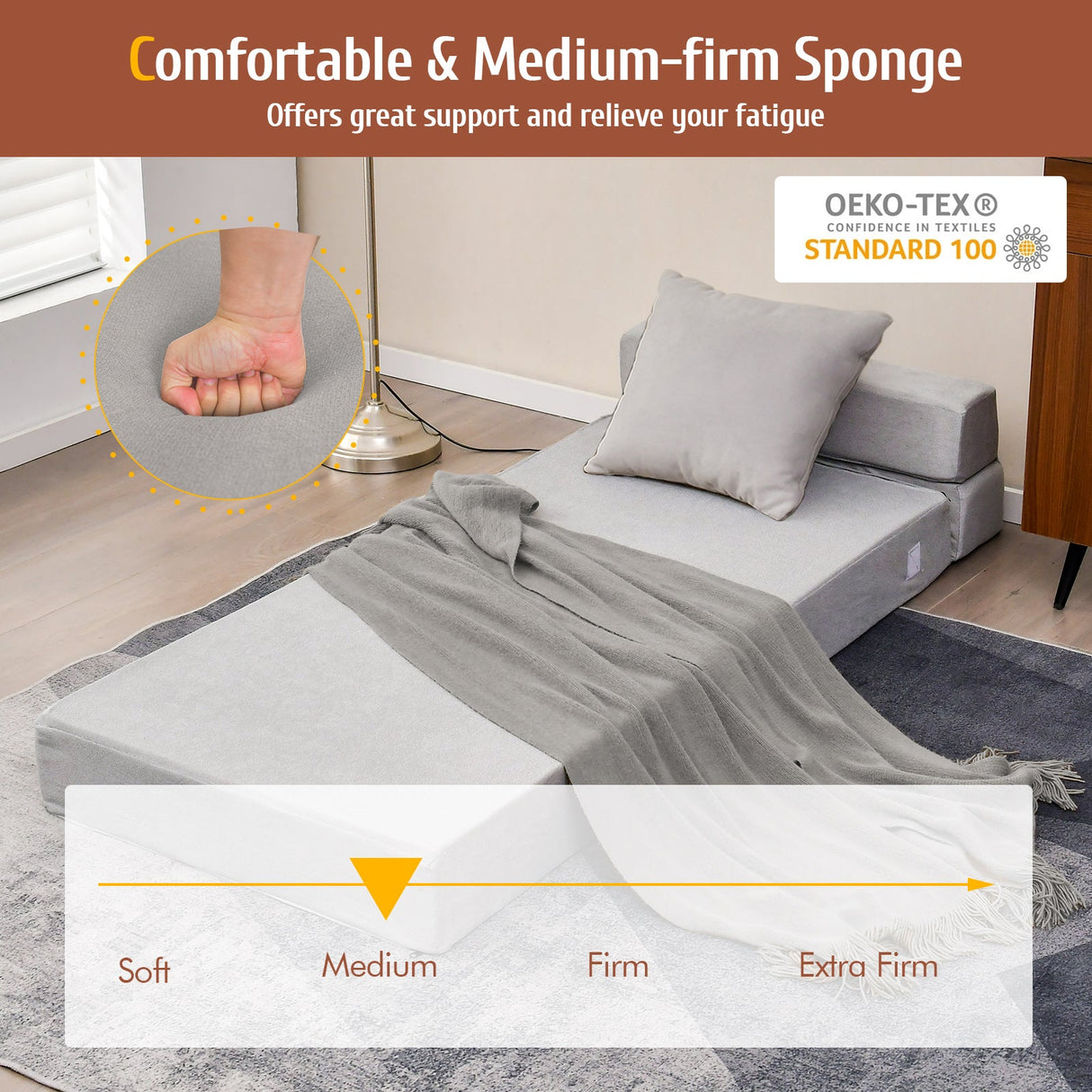 Sillón Cama Plegable Convertible de Tres Pliegues