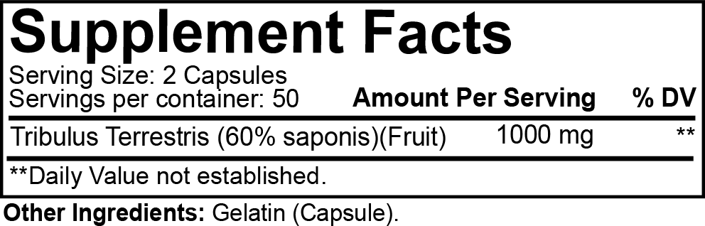 NutraKey Tribulus Terrestris 1000 mg, 100 Cápsulas