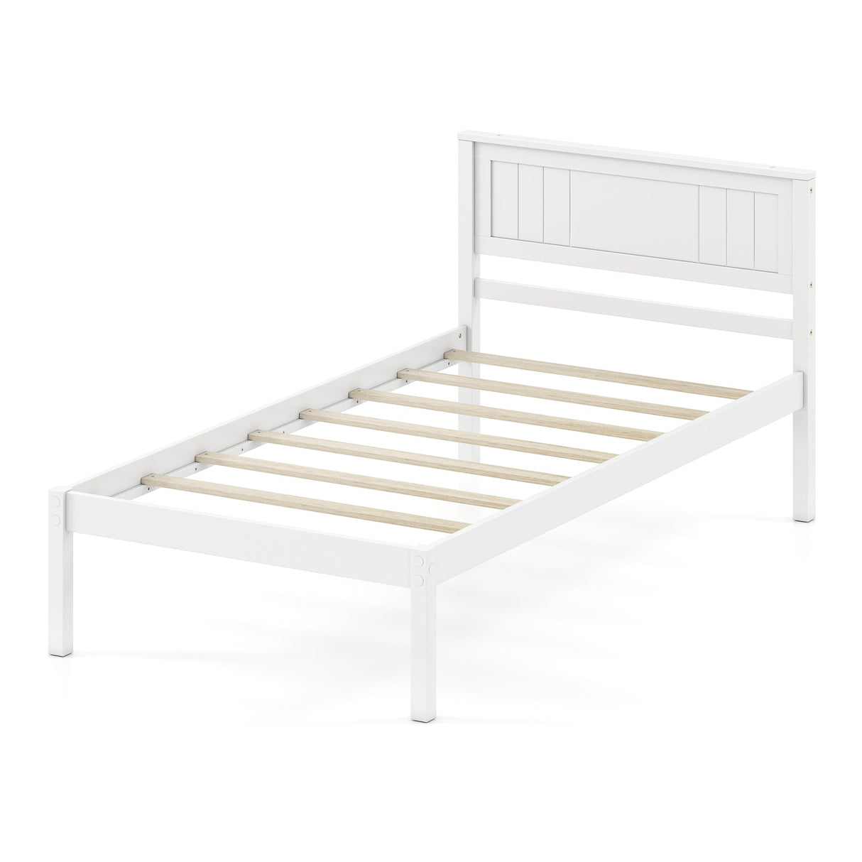 Base de Cama de Madera Robusta con Cabecero y Soporte de Lamas, Tamaños Individual/Matrimonial/Queen