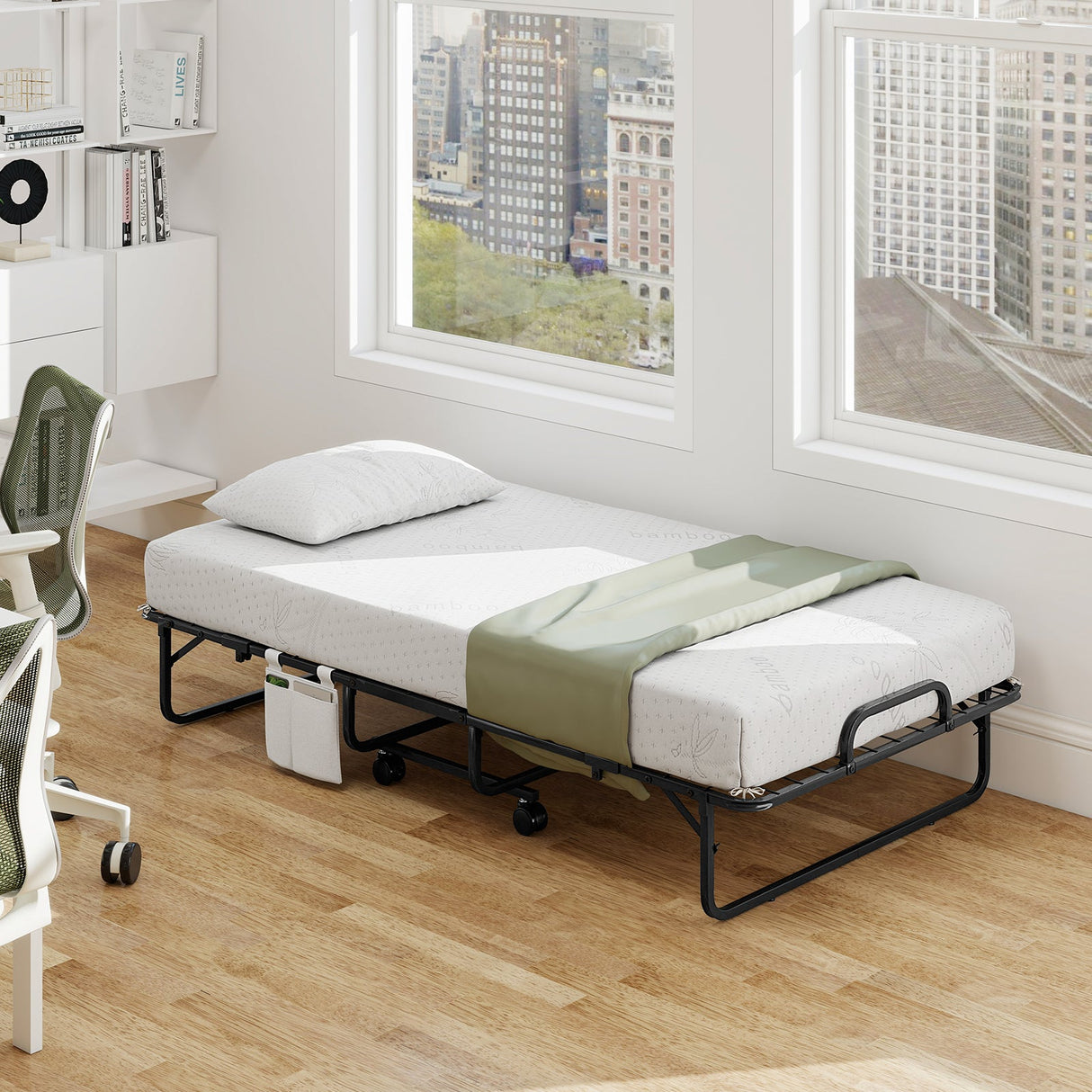 ¡Almohada de $29 gratis con la compra de una cama! Cama plegable tamaño twin con colchón de 5 pulgadas