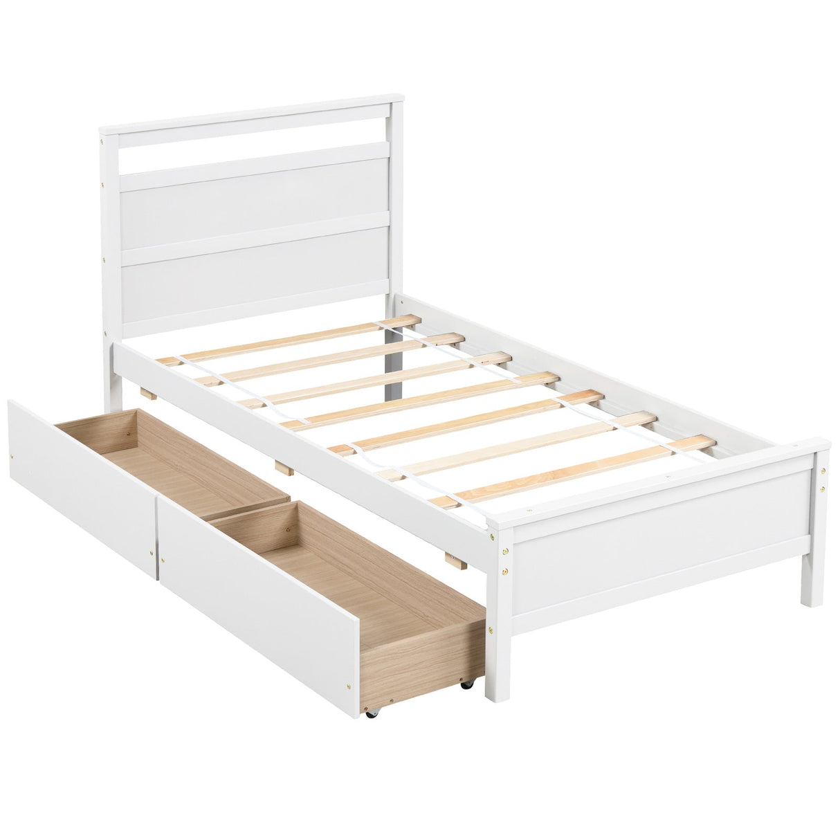 Marco de Cama Individual de Madera con 2 Cajones para Adolescentes y Adultos