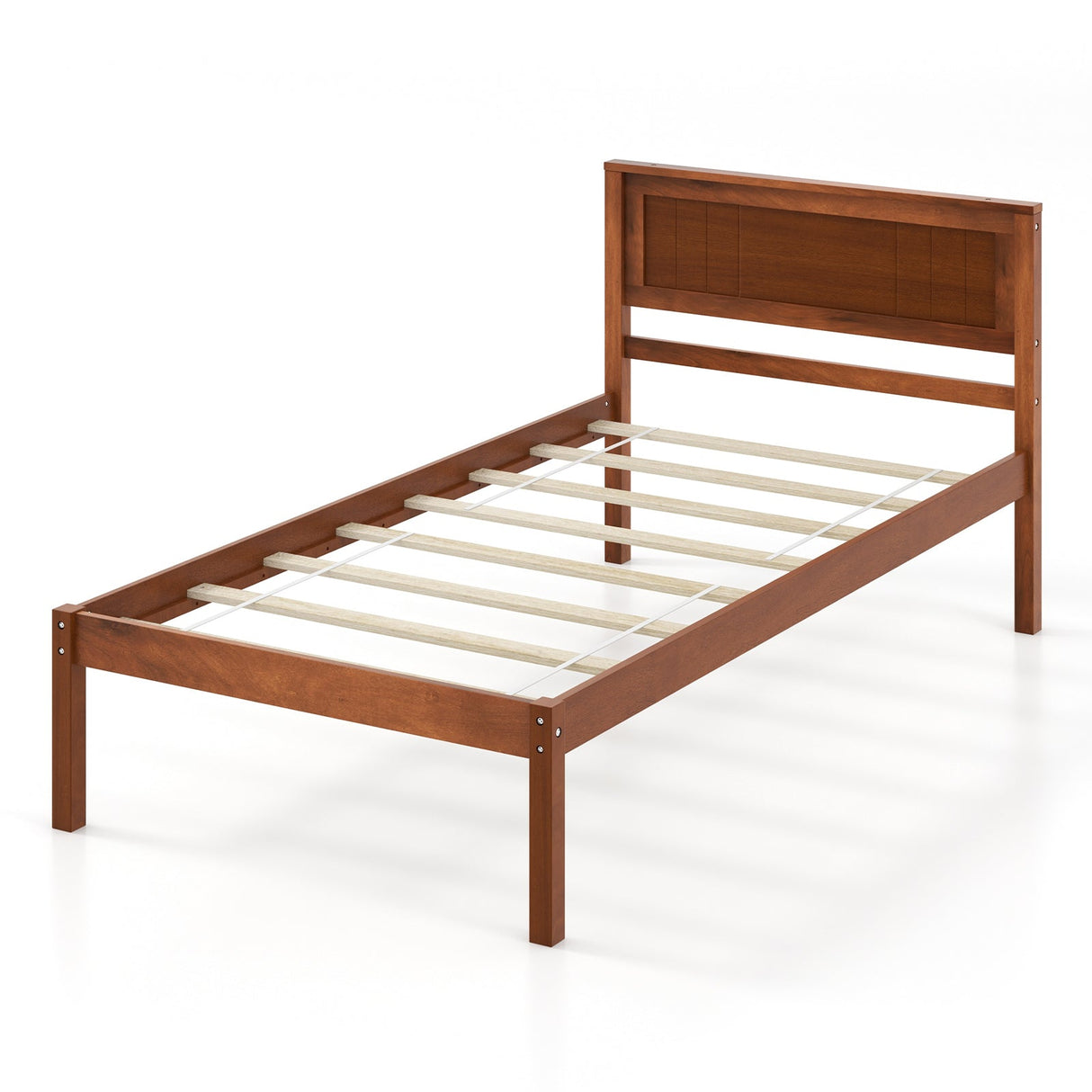 Estructura de cama Twin/Full/Queen con cabecera de madera y soporte de listones