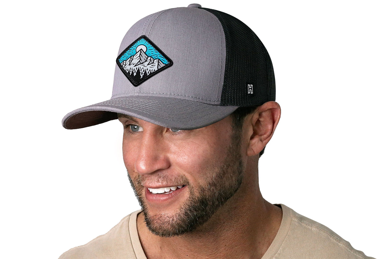 Diamond Mountain and Trees Trucker Hat | Gray-Black Outdoors Snapback