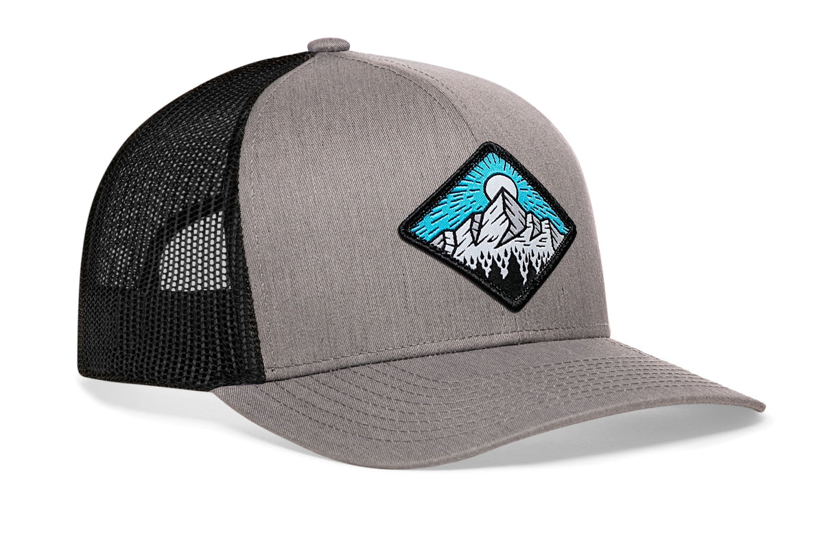 Diamond Mountain and Trees Trucker Hat | Gray-Black Outdoors Snapback