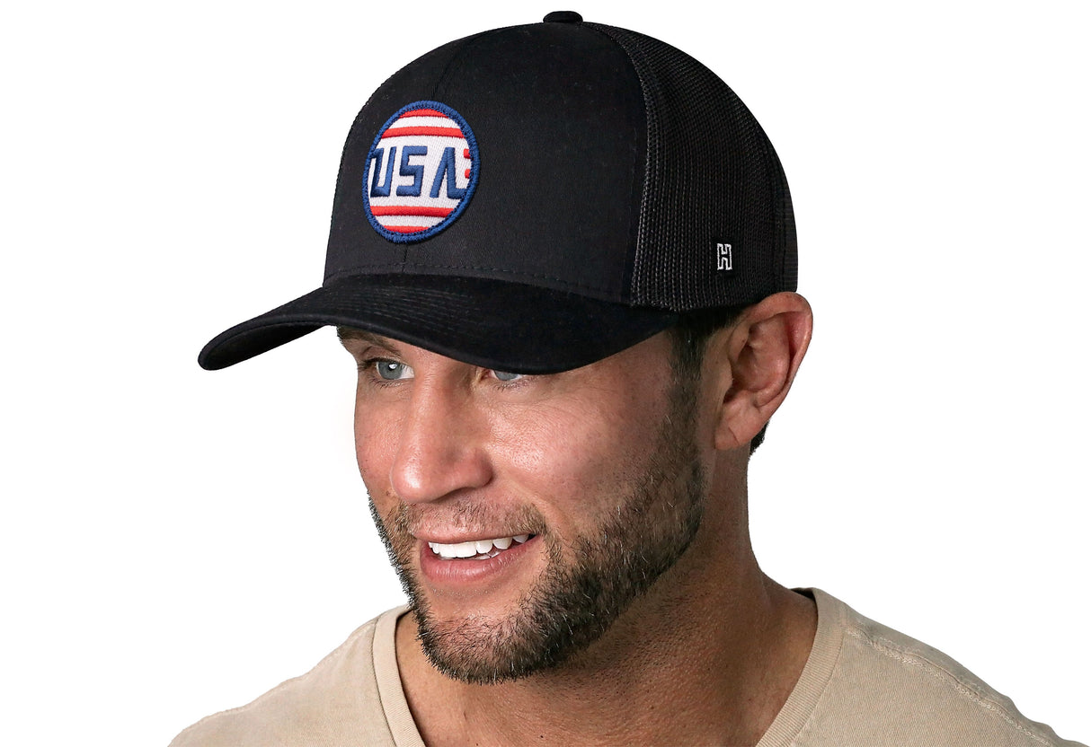 USA Stripes Trucker Hat | Black America Snapback