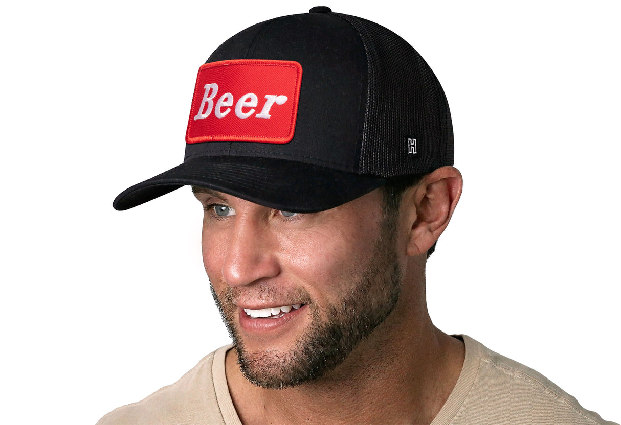 Beer Trucker Hat | Black Drinking Snapback