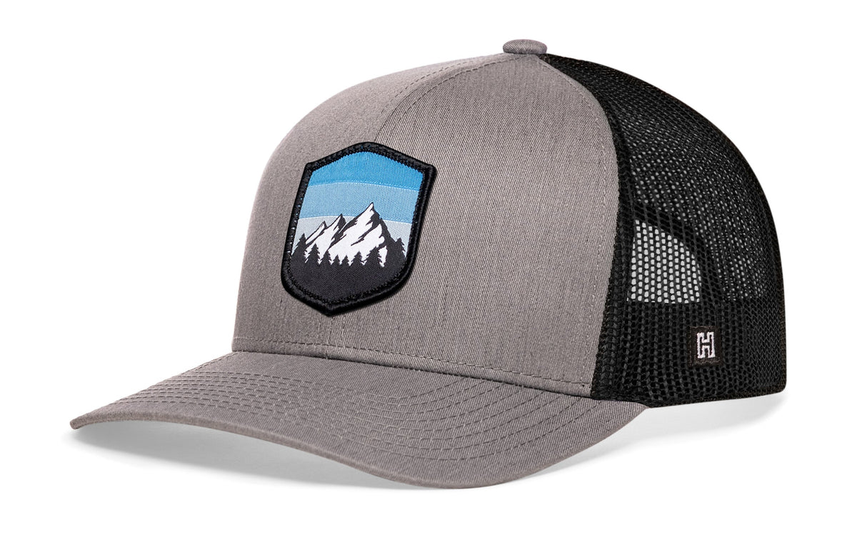 Mountains and Sky Trucker Hat | Gray-Black Outdoors Snapback