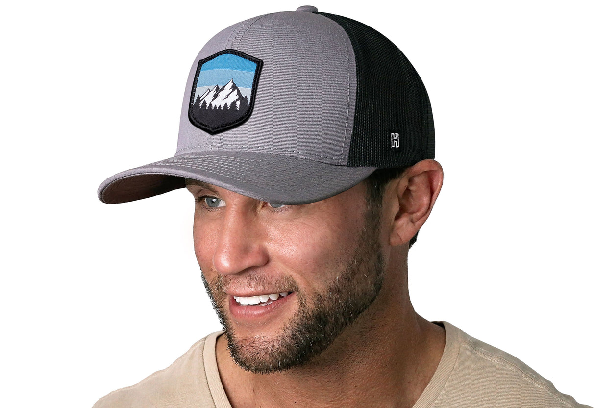 Mountains and Sky Trucker Hat | Gray-Black Outdoors Snapback