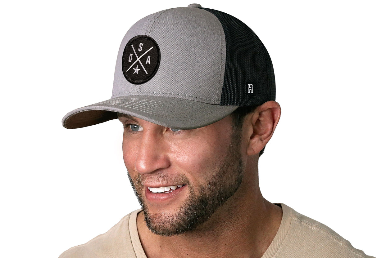 USA Trucker Hat | Gray-Black America Snapback