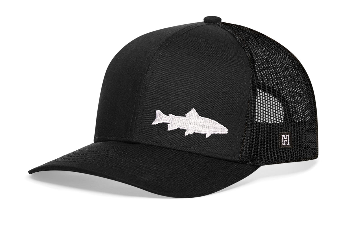 Steelhead Fish Trucker Hat | Black Steelhead Fish Snapback