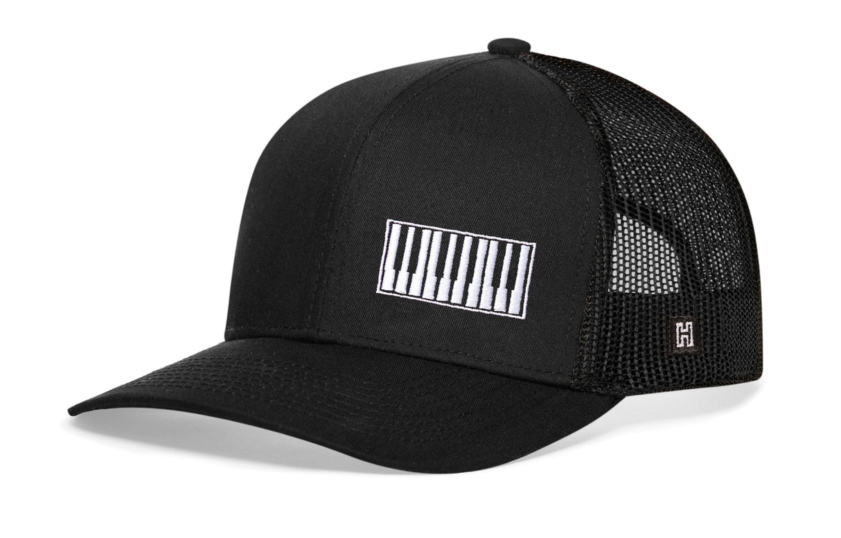 Piano Keys Trucker Hat | Black Piano Snapback