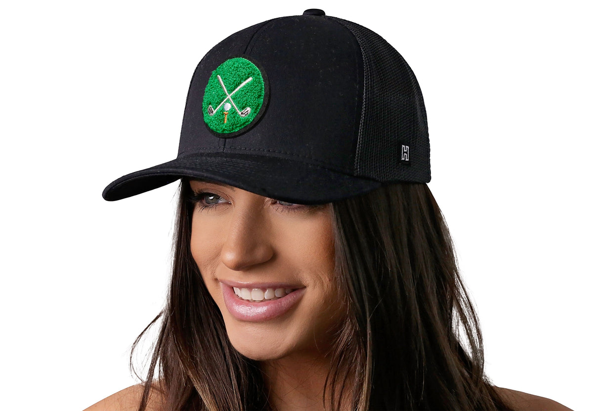 Golf Trucker Hat Chenille | Black Club X Snapback