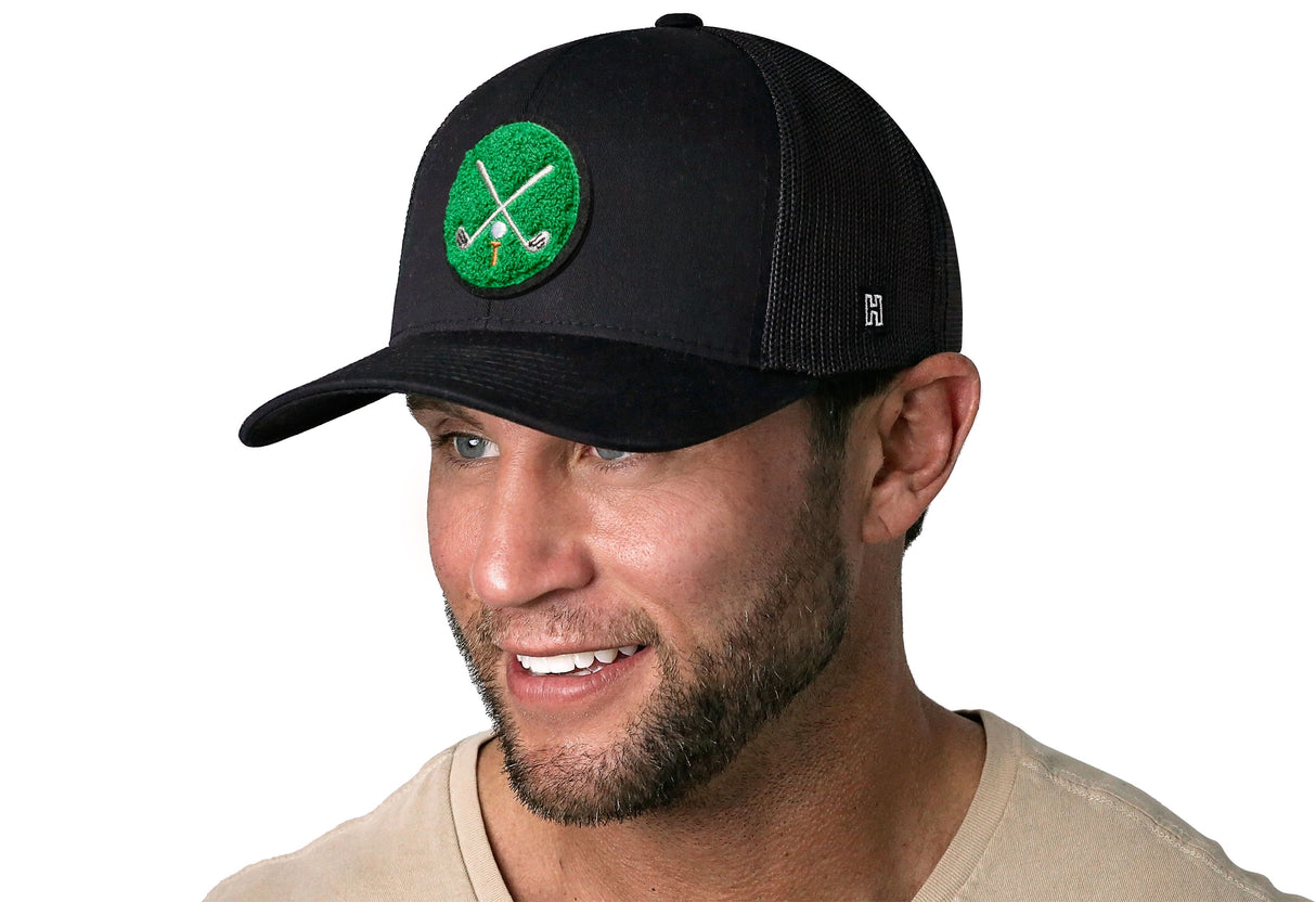 Golf Trucker Hat Chenille | Black Club X Snapback