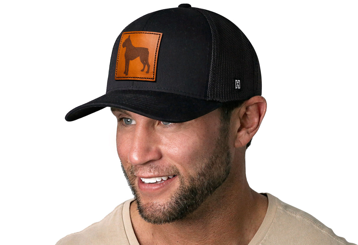 Boxer Trucker Hat Leather | Black Dog Snapback