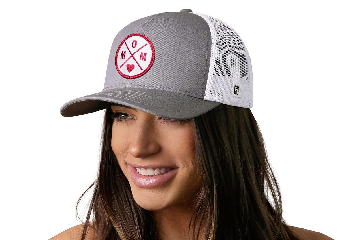 Mom Trucker Hat | Gray-White Snapback